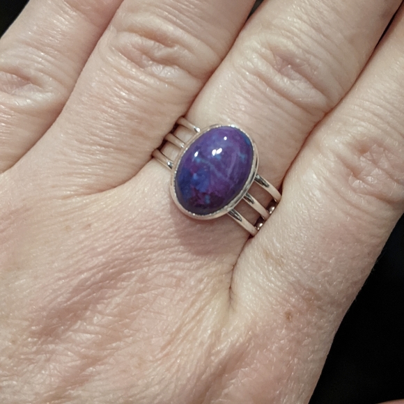 Purple Copper Turquoise, 925 Silver Ring, Size 9.5 - Picture 2 of 7